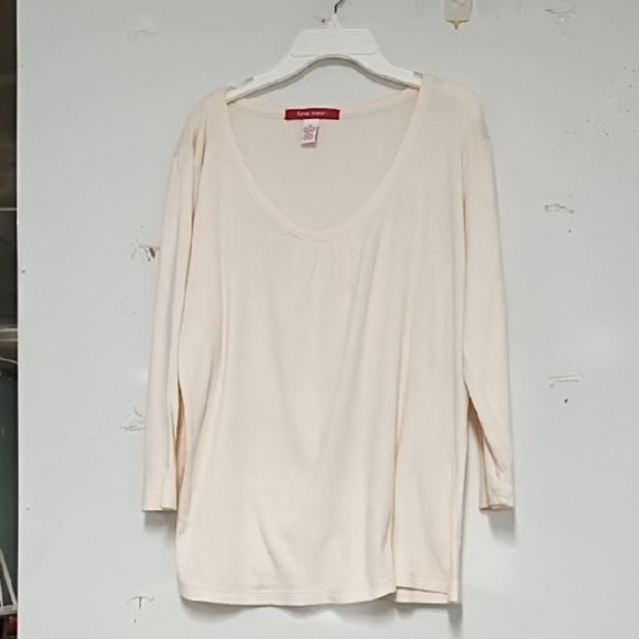 Calvin Klein Cream 3/4 Sleeve Relaxed Blouse - Picture 1 of 4